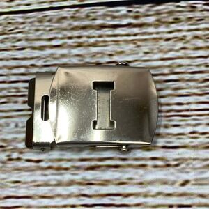 Silver Tone Belt Buckle Slide Initial "I" 1.75‎ Inch